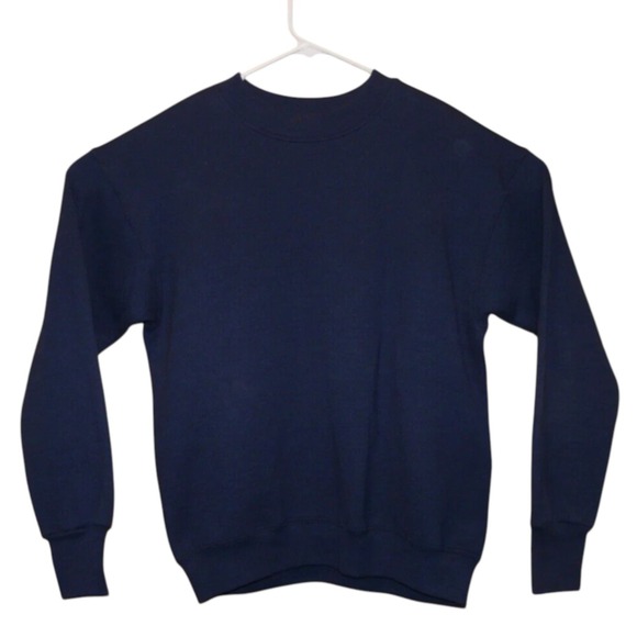 VINTAGE 90s Sweatshirt Fruit of the Loom FOTL Navy Blue Crewneck Blank Size‎ M - Picture 1 of 8